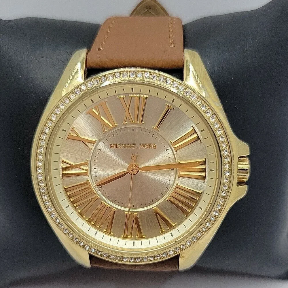 MICHAEL KORS MK2394 Women's Brown Leather Analog Dial Quartz Wrist Watch AM519